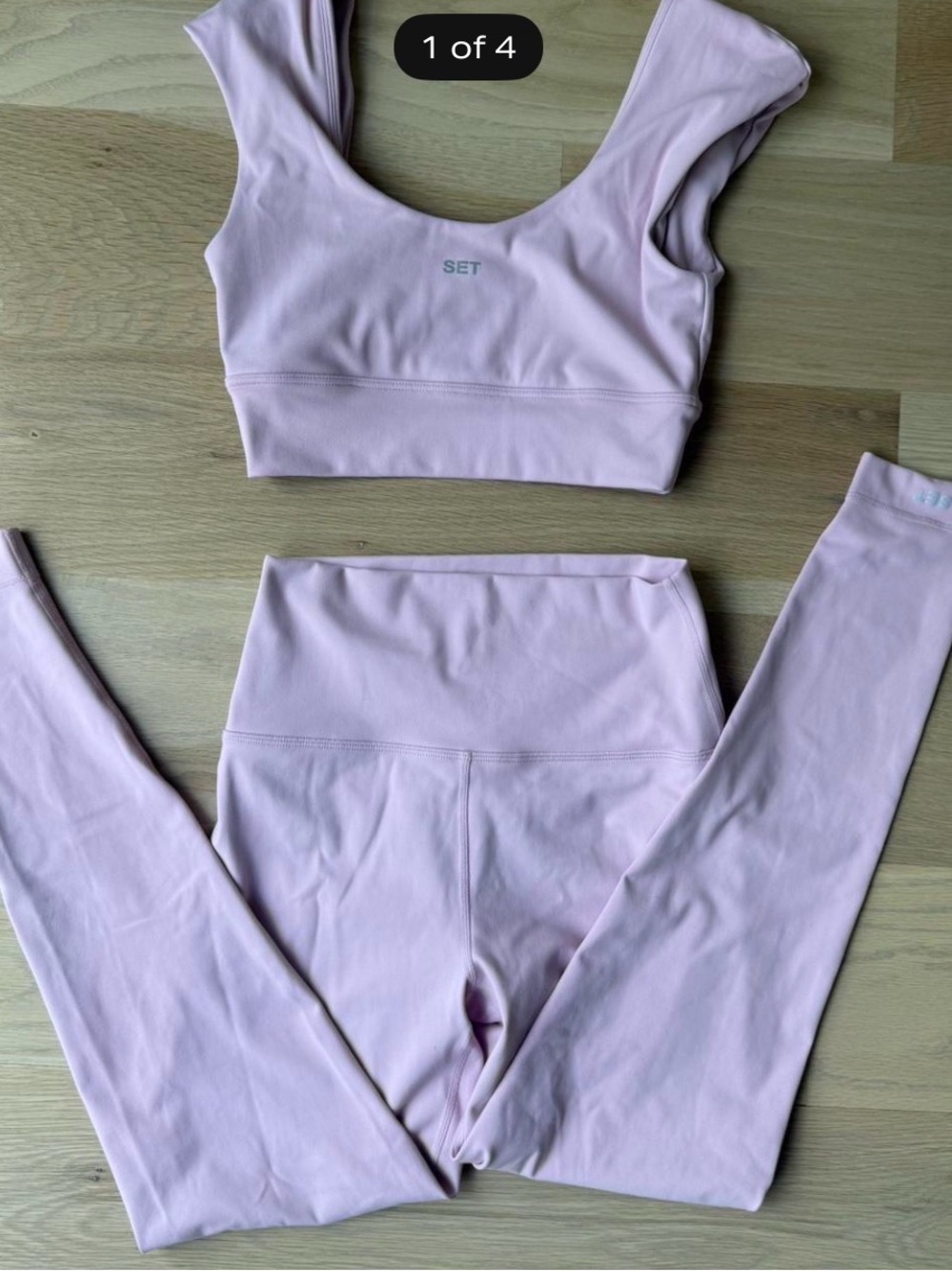 SET Active Light Pink Scoop Sports Bra and High-Waist Leggings Set